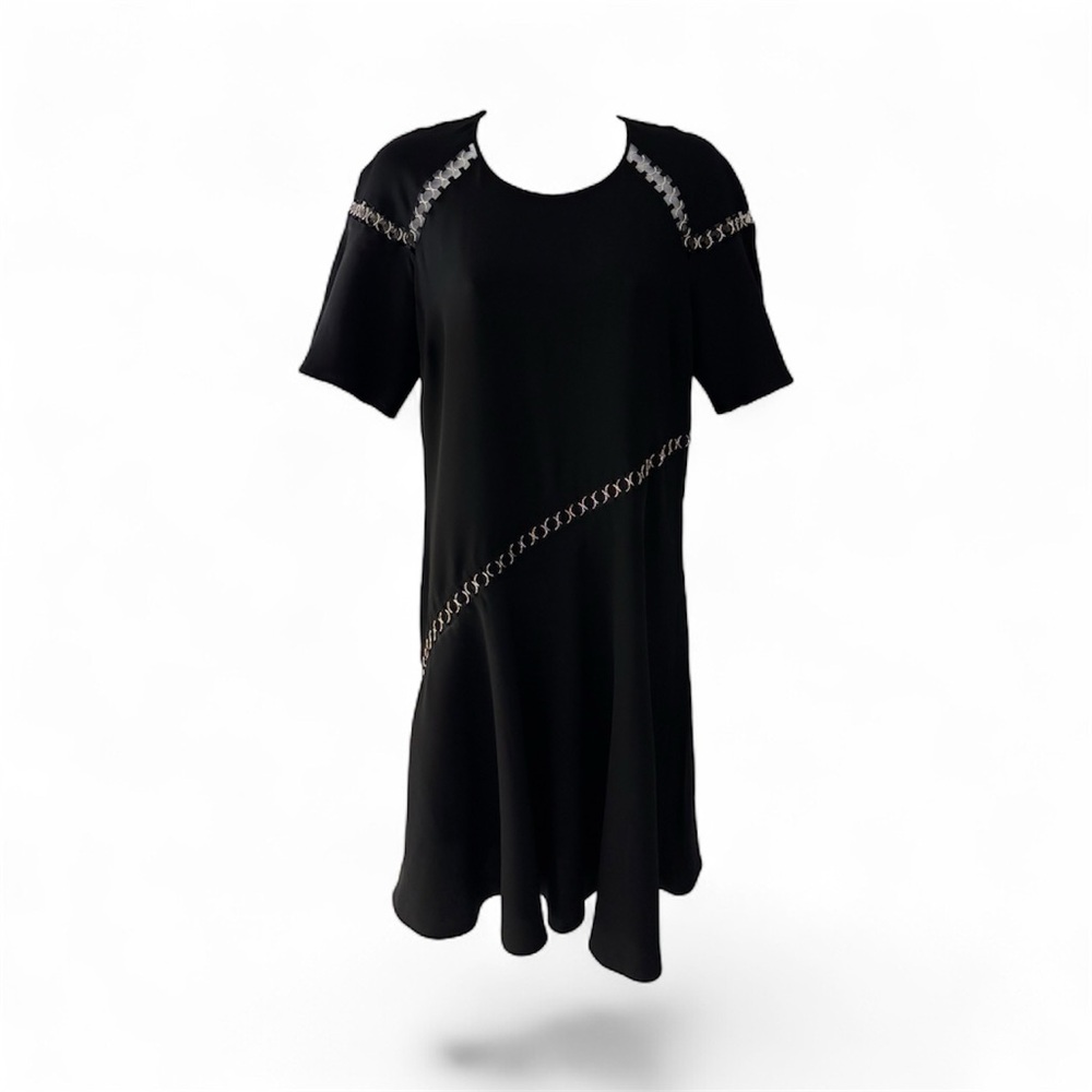 A.L.C. Black Dress with Silver Chain Link Accents, Size 4